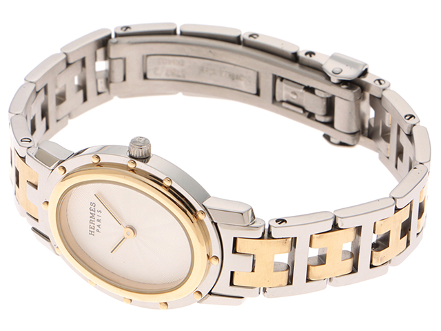 HERMES エルメス 腕時計 クリッパー オーバル CO1.220 GP/SS シルバー  