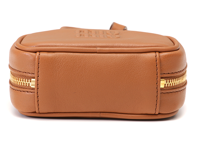 ミュウミュウ MIUMIU ウールxレザー ハウンドトゥースポーチ　バック　美品 ミュウミュウ MIUMIU ウールxレザー ハウンドトゥースポーチ バック 美