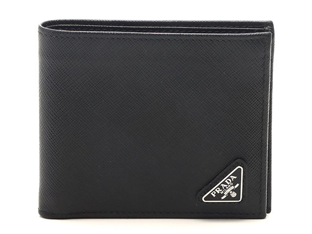PRADA プラダ 二つ折り財布 ブラック サフィアーノ 2MO738【431