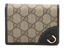 GUCCI　グッチ　GGエンブレム　スモールウォレット　二つ折り　ベージュ／ブラック　PVCトリムレザー　820692　2143200626453　【205】