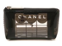 CHANEL　シャネル　ウィンドウズライン　ポーチ　ブラック　クリア　ＳＶ　ビニール【471】AY