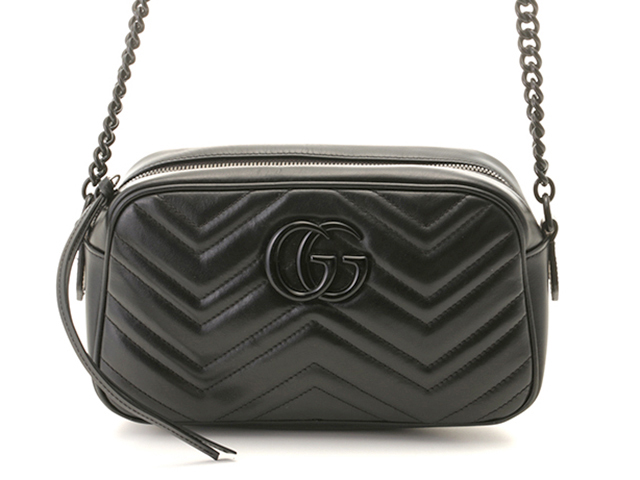 GUCCI グッチ GGマーモント スモール カメラバッグ ブラック レザー