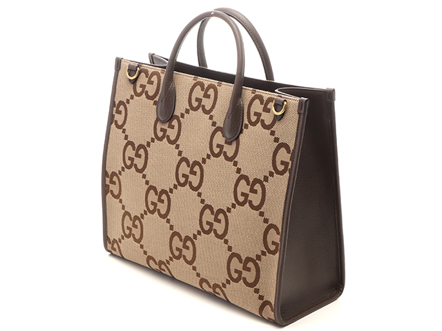 GUCCI グッチ ジャンボGG トートバッグ ブラウン キャンバス／レザー
