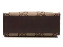 GUCCI ブラウン バッグ GUCCI グッチ ジャンボGG トートバッグ ブラウン キャンバス／レザー