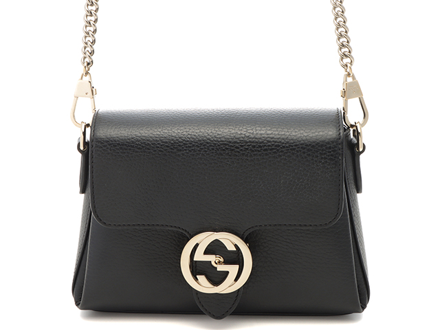 GUCCI ショルダーバッグ　 パテントレザー　 がま口　チェーン　ブラック グッチ GGマーモント レザー チェーンショルダーバッグ ブラック