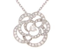 CHANEL シャネル カメリアコレクション ネックレス ミディアムモデル J2580 K18ホワイトゴールド/ダイヤモンド合計0.84ct 2007年正規品【472】SJ