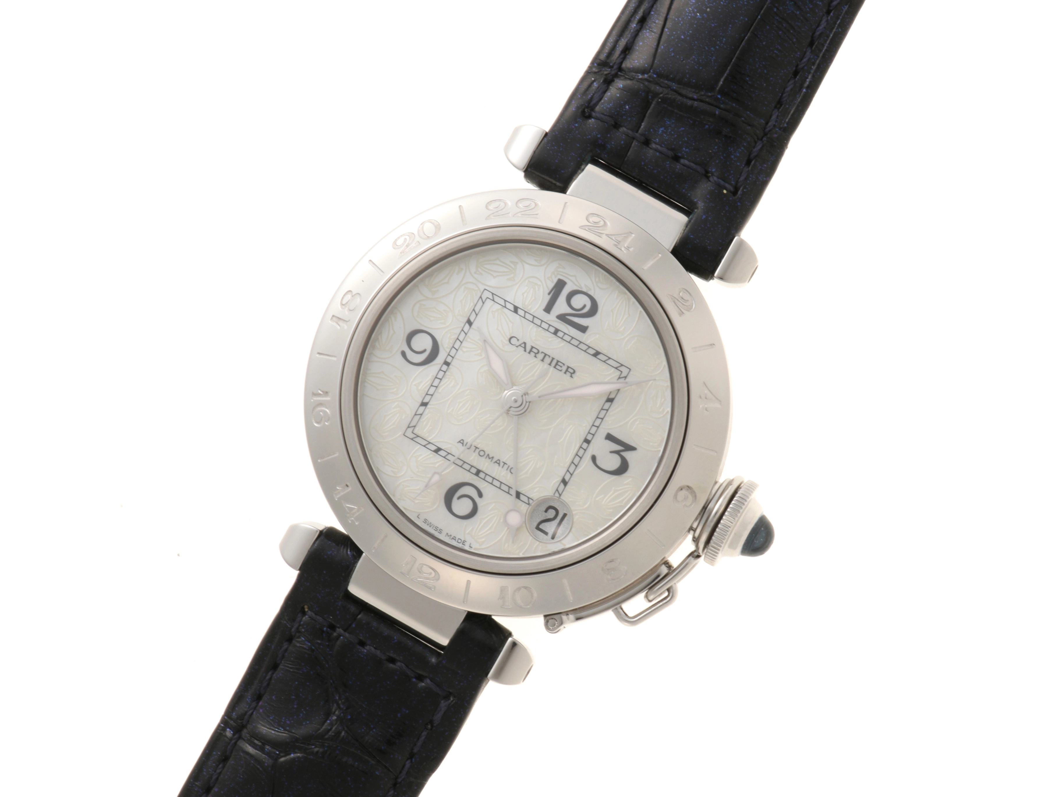 CARTIER カルティエ パシャC 2004年クリスマス限定 ホワイトシェル ステンレス/革 W3107199 メンズ 自動巻き 2143200633895 【432】