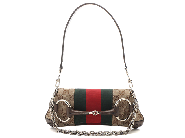 GUCCI グッチ ホースビット2wayバッグ ベージュ/グリーン/レッド