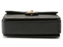 CHANEL シャネル 2WAY マトラッセ スモール トップハンドル フラップバッグ ブラック キャビアスキン【473】