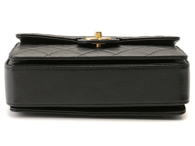 CHANEL シャネル 2WAY マトラッセ スモール トップハンドル フラップバッグ ブラック キャビアスキン【473】