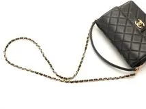 CHANEL シャネル 2WAY マトラッセ スモール トップハンドル フラップバッグ ブラック キャビアスキン【473】