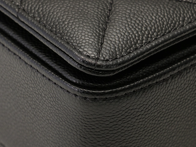 CHANEL シャネル 2WAY マトラッセ スモール トップハンドル フラップバッグ ブラック キャビアスキン【473】