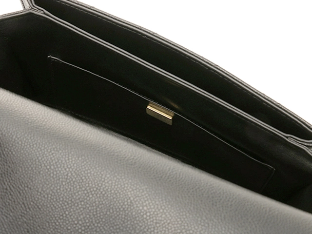 CHANEL シャネル 2WAY マトラッセ スモール トップハンドル フラップバッグ ブラック キャビアスキン【473】