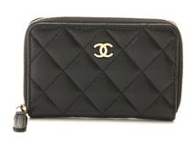 CHANEL シャネル マトラッセ ジップコインパース ブラック/GP キャビア AP3686【430】2143200637336