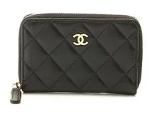 CHANEL シャネル マトラッセ ジップコインパース ブラック/GP キャビア