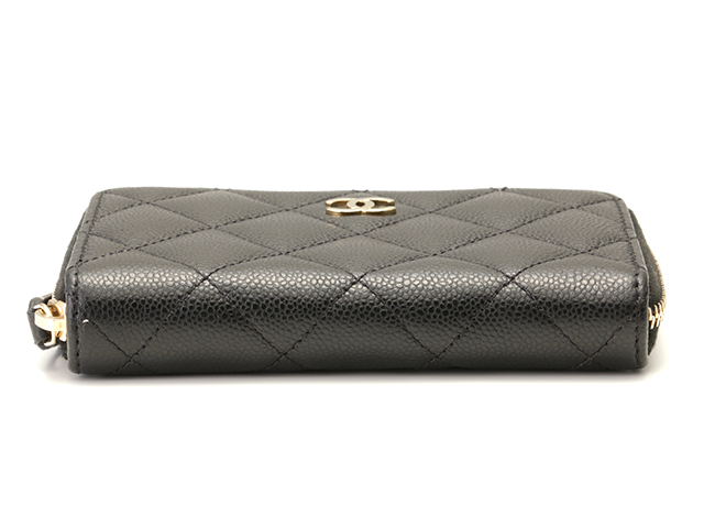 CHANEL シャネル マトラッセ ジップコインパース ブラック/GP キャビア