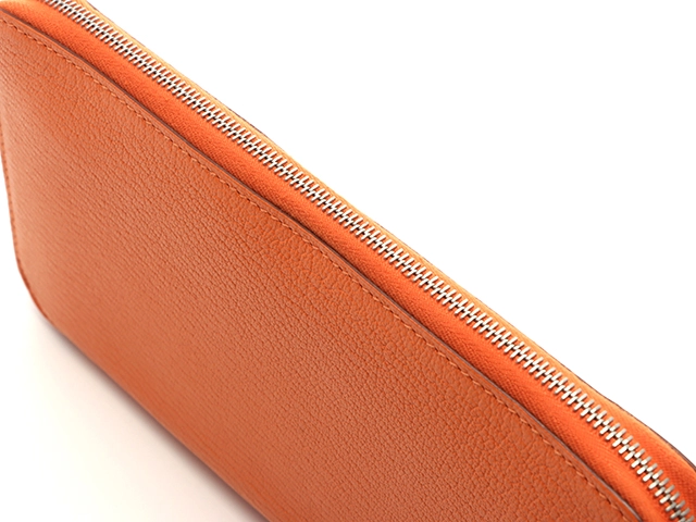 刻印□Q HERMES エルメス 長財布 アザップロング クラシック オレンジ/SV 1417544 2143200640251【437】