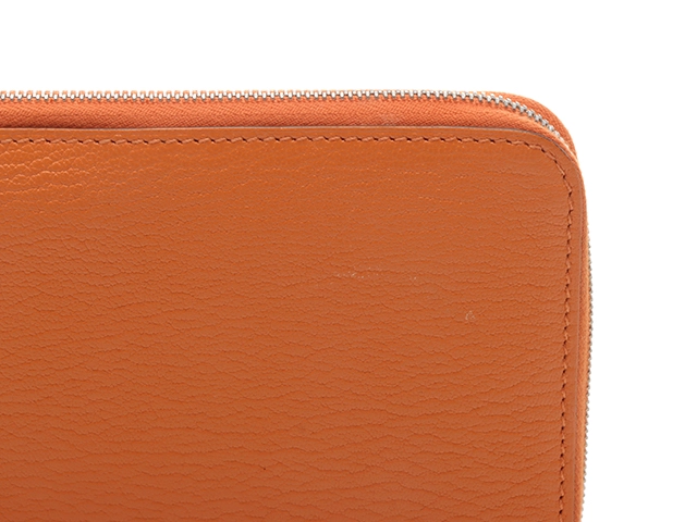 刻印□Q HERMES エルメス 長財布 アザップロング クラシック オレンジ/SV 1417544 2143200640251【437】