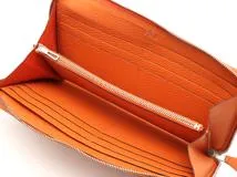 刻印□Q　HERMES　エルメス　長財布　アザップロング　クラシック　オレンジ/SV　1417544　2143200640251【437】