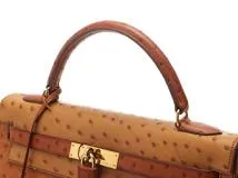 HERMES　エルメス　ショルダーバッグ　ケリー32　コニャック・チェスナック・GP金具　オーストリッチ　○Y刻印・1995年頃製造【472】HA