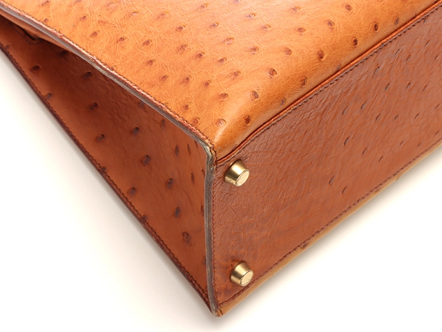 HERMES　エルメス　ショルダーバッグ　ケリー32　コニャック・チェスナック・GP金具　オーストリッチ　○Y刻印・1995年頃製造【472】HA