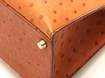 HERMES　エルメス　ショルダーバッグ　ケリー32　コニャック・チェスナック・GP金具　オーストリッチ　○Y刻印・1995年頃製造【472】HA