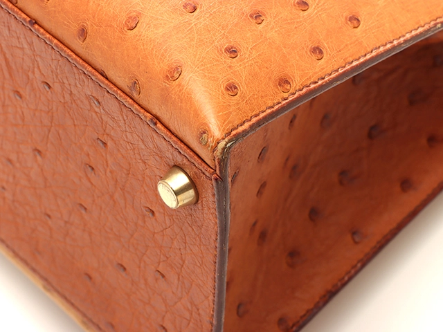 HERMES　エルメス　ショルダーバッグ　ケリー32　コニャック・チェスナック・GP金具　オーストリッチ　○Y刻印・1995年頃製造【472】HA