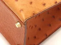HERMES　エルメス　ショルダーバッグ　ケリー32　コニャック・チェスナック・GP金具　オーストリッチ　○Y刻印・1995年頃製造【472】HA