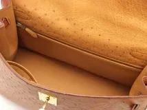 HERMES　エルメス　ショルダーバッグ　ケリー32　コニャック・チェスナック・GP金具　オーストリッチ　○Y刻印・1995年頃製造【472】HA