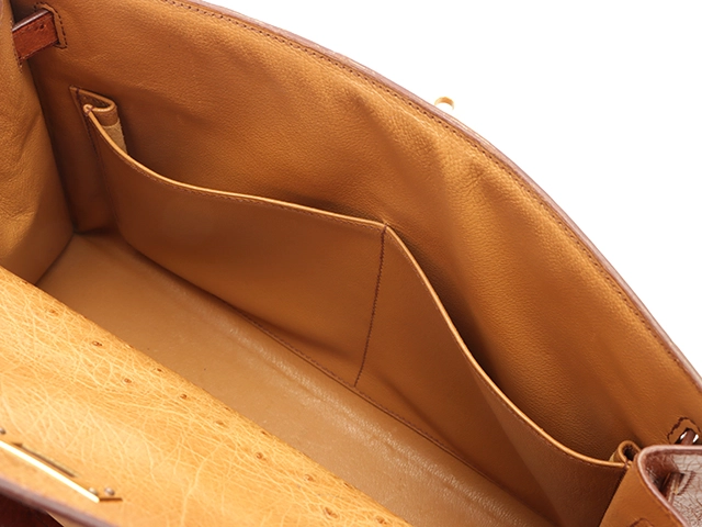 HERMES　エルメス　ショルダーバッグ　ケリー32　コニャック・チェスナック・GP金具　オーストリッチ　○Y刻印・1995年頃製造【472】HA