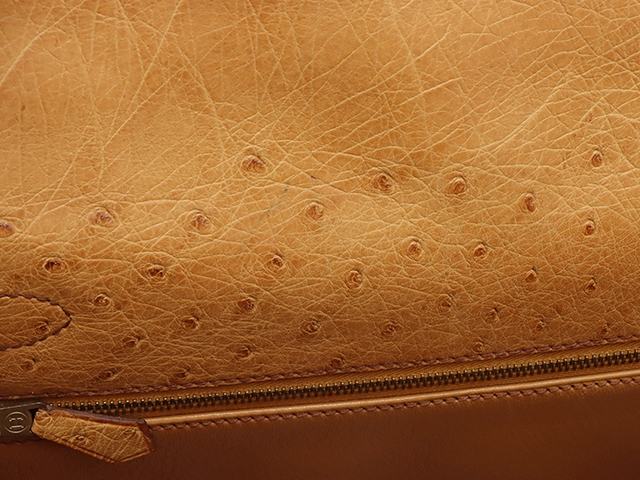 HERMES　エルメス　ショルダーバッグ　ケリー32　コニャック・チェスナック・GP金具　オーストリッチ　○Y刻印・1995年頃製造【472】HA