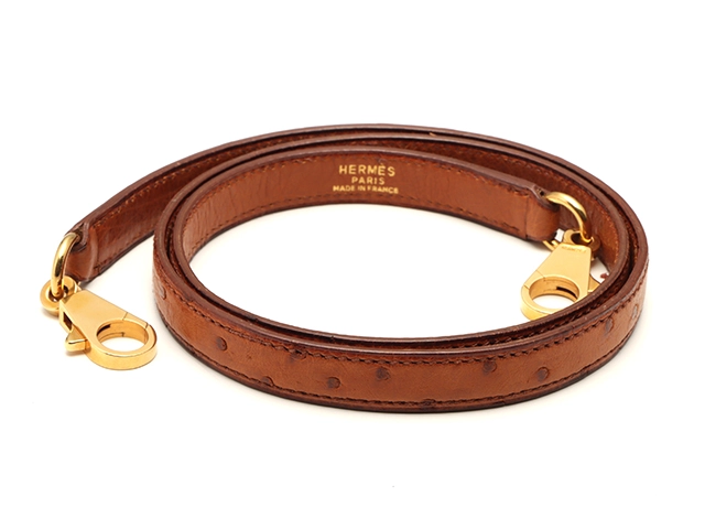 HERMES　エルメス　ショルダーバッグ　ケリー32　コニャック・チェスナック・GP金具　オーストリッチ　○Y刻印・1995年頃製造【472】HA