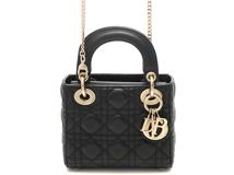 Dior ディオール カナージュ レディディオール ハンドバッグミニ M0505ONGE_M900 ブラック/GP レザー 【460】2143200641050