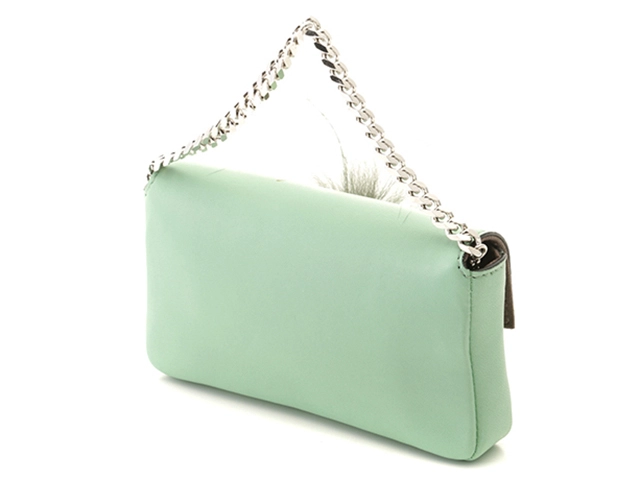 FENDI フェンディ ショルダーバッグ モンスター マイクロバゲット ライトグリーン レザー 8M0354【472】HA