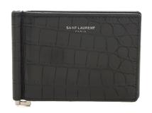 SAINTLAURENT　サンローラン　ビルクリップウォレット ブラック クロコ型押し　【472】YN