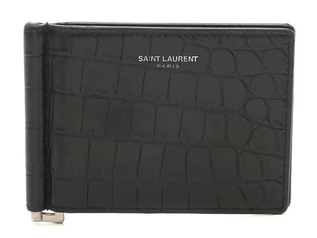 SAINTLAURENT サンローラン ビルクリップウォレット ブラック クロコ型