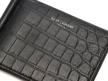 SAINTLAURENT　サンローラン　ビルクリップウォレット ブラック クロコ型押し　【472】YN