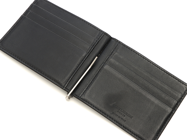 SAINTLAURENT サンローラン ビルクリップウォレット ブラック クロコ型