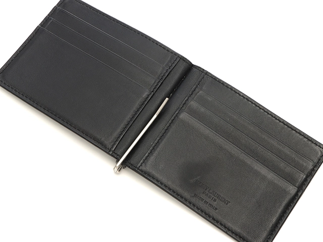 SAINTLAURENT　サンローラン　ビルクリップウォレット ブラック クロコ型押し　【472】YN