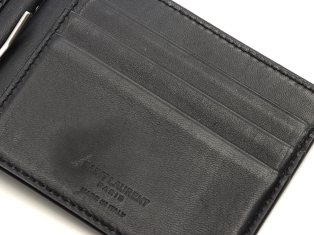 SAINTLAURENT　サンローラン　ビルクリップウォレット ブラック クロコ型押し　【472】YN