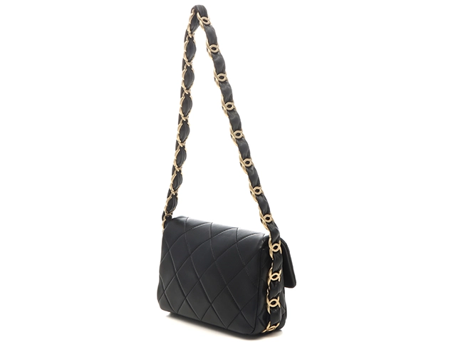 CHANEL　シャネル　ミニマトラッセ２０　チェーンショルダー　ブラック/ＧＰ　カーフスキン【472】RKT