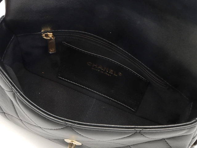 CHANEL　シャネル　ミニマトラッセ２０　チェーンショルダー　ブラック/ＧＰ　カーフスキン【472】RKT