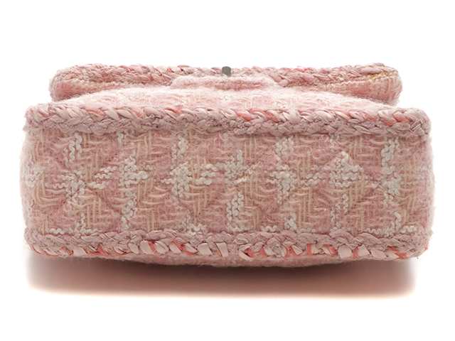 CHANEL シャネル ショルダーバッグ 2.55チェーンショルダーバッグ ピンク/ホワイト/シルバー金具 ツイード ギャランティカード付【472】SJ