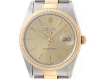 ROLEX　ロレックス　時計　パーペチュアル デイト　15223　メンズ　自動巻き　YG/SS　シャンパン文字盤　E番　トリチウム【431】2143200645225