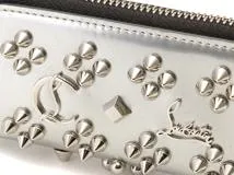 Christian Louboutin クリスチャンルブタン パネトーネコイン＆キーケース シルバー/レッド パテントレザー 【472】YY