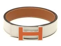 HERMES エルメス ベルト Hバックル ベルト32mm ブラン/ナチュラル