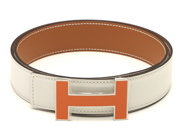 HERMES エルメス ベルト Hバックル ベルト32mm ブラン/ナチュラル
