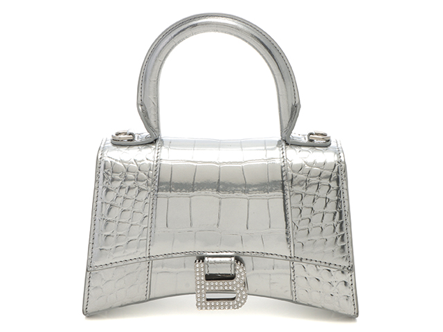 BALENCIAGA バレンシアガ クロコ型押し アワーグラス 2wayバッグ XS