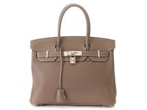 HERMES エルメス ハンドバッグ バーキン30 エトゥープ/シルバー金具 トゴ □K金具(2007年頃)【472】YY