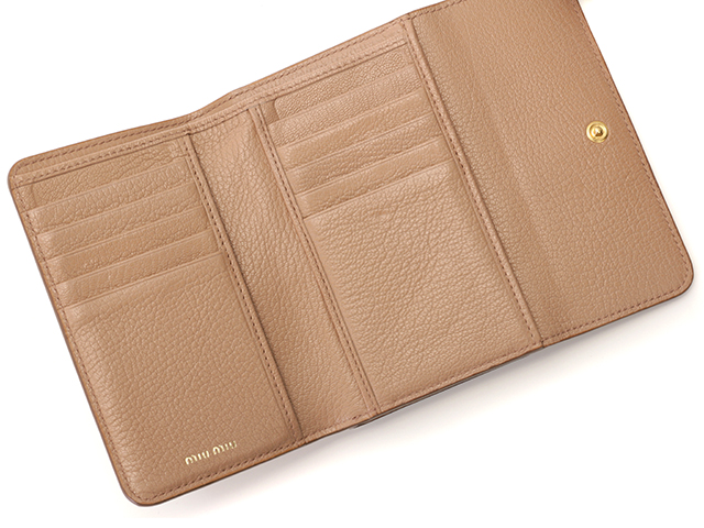 miumiu 三つ折財布 リボン ベージュ 激レア 美品】ミュウミュウ 折財布
